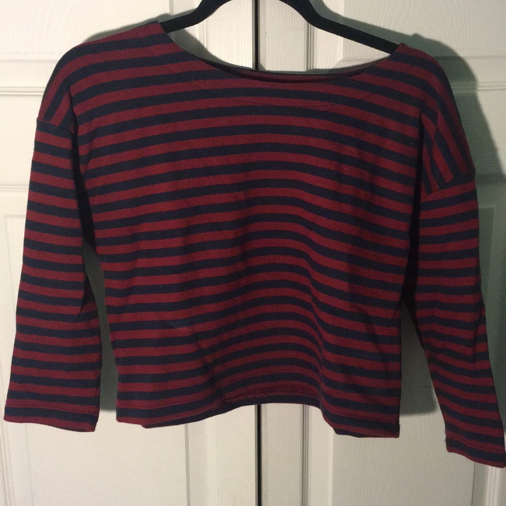 Nautical style half sleeve crop top